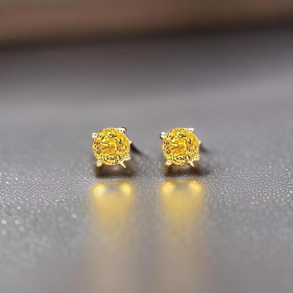 Natural Sapphire Stud Earrings 14k Yellow Gold 1.7 TCW Certified $1,490 121258 - Picture 1 of 15
